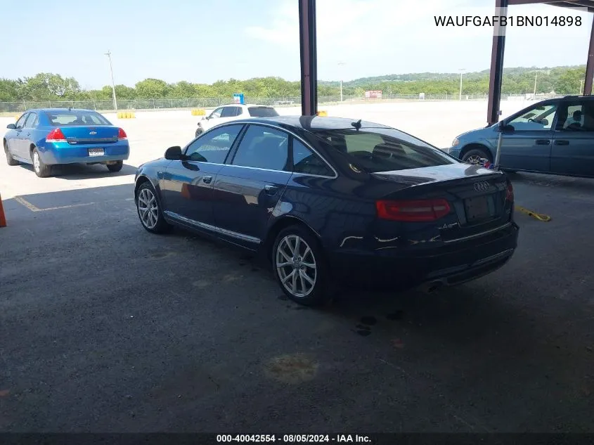 WAUFGAFB1BN014898 2011 Audi A6 3.0 Premium