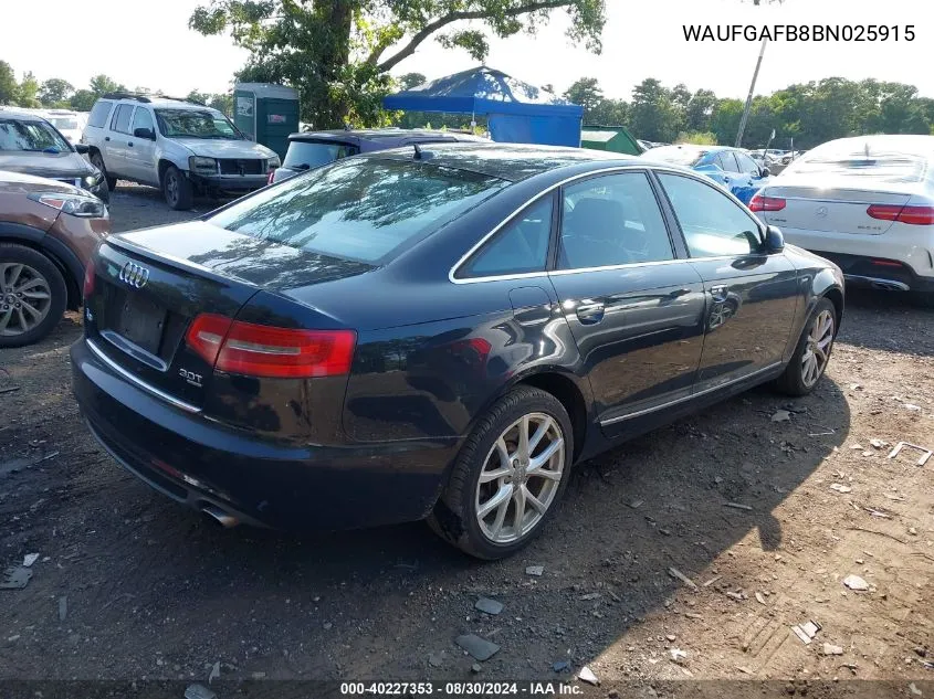 2011 Audi A6 3.0 Premium VIN: WAUFGAFB8BN025915 Lot: 40227353