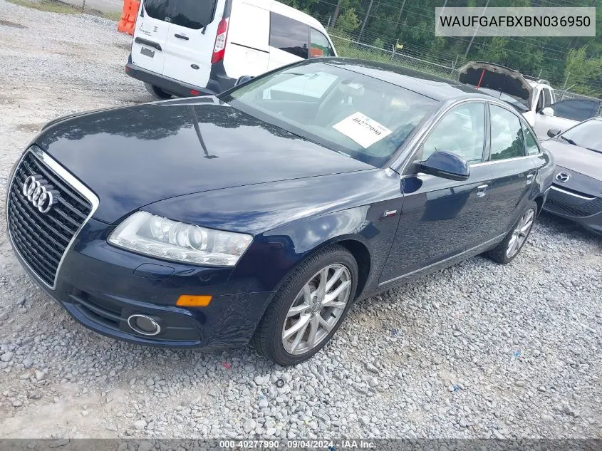 2011 Audi A6 3.0 Premium VIN: WAUFGAFBXBN036950 Lot: 40277990