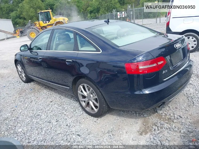 2011 Audi A6 3.0 Premium VIN: WAUFGAFBXBN036950 Lot: 40277990