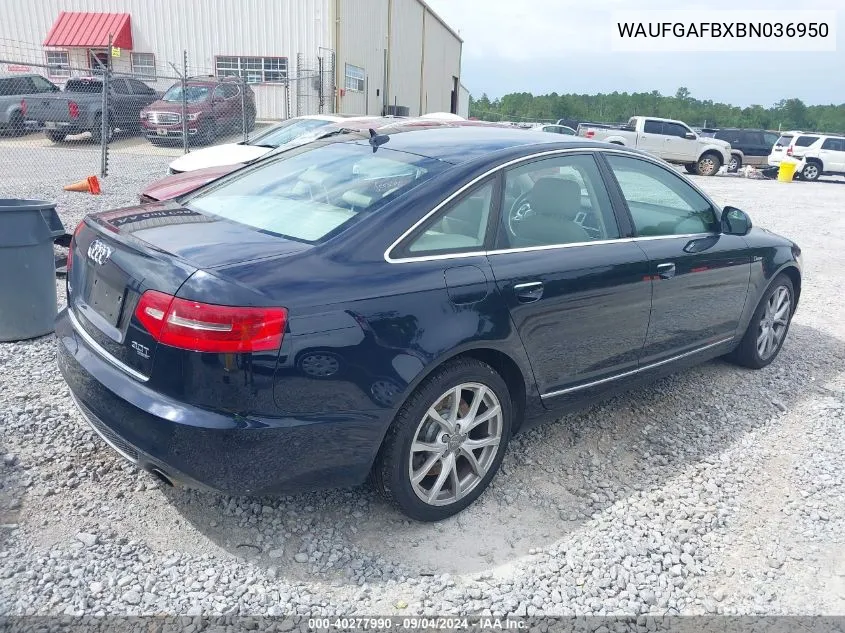 2011 Audi A6 3.0 Premium VIN: WAUFGAFBXBN036950 Lot: 40277990