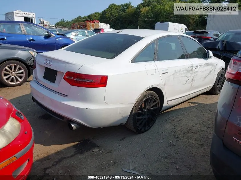 WAUFGAFB8BN028412 2011 Audi A6 Premium Plus