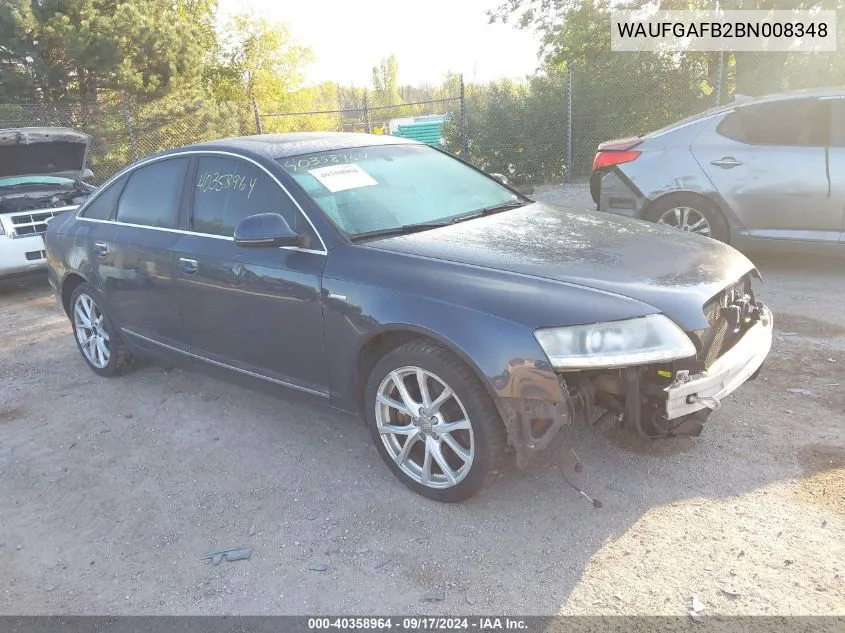 WAUFGAFB2BN008348 2011 Audi A6 Premium Plus