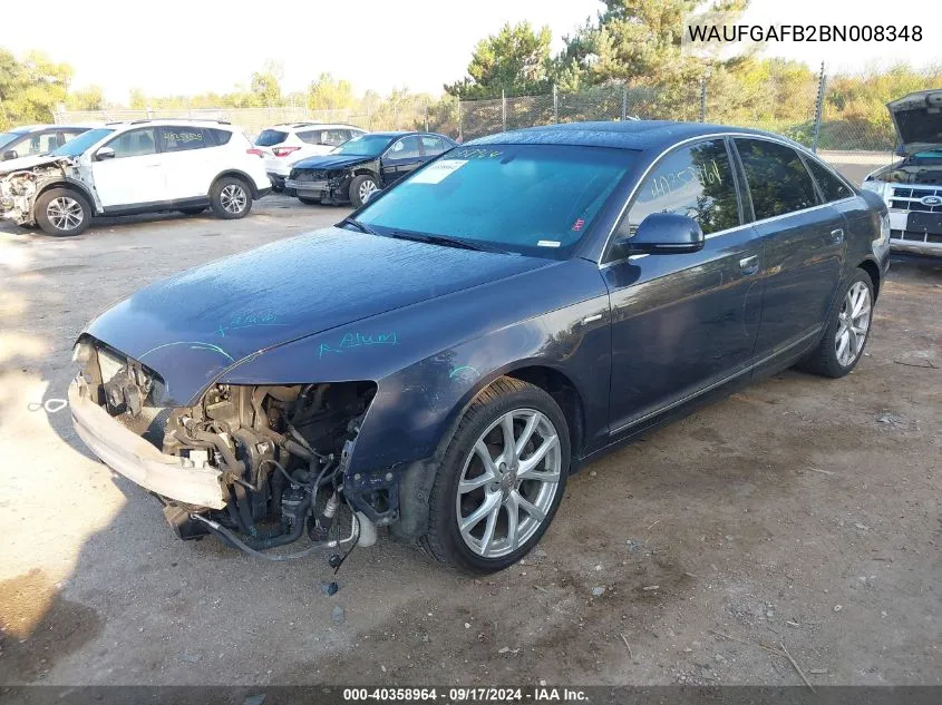 WAUFGAFB2BN008348 2011 Audi A6 Premium Plus