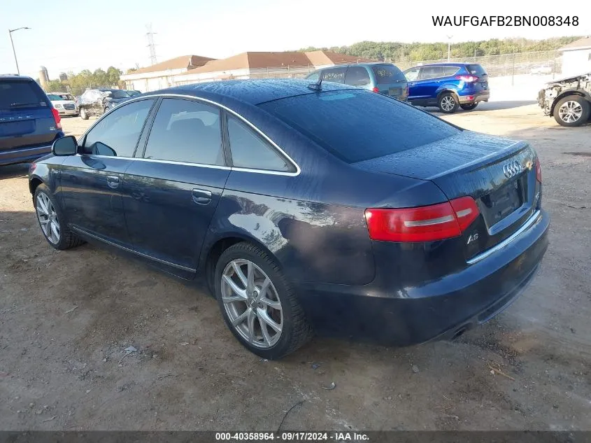 WAUFGAFB2BN008348 2011 Audi A6 Premium Plus