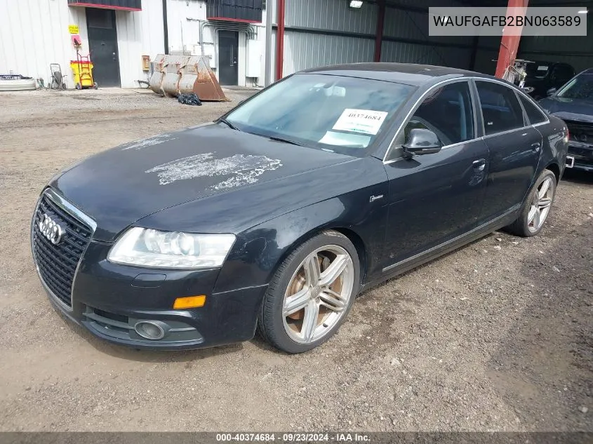 WAUFGAFB2BN063589 2011 Audi A6 3.0 Premium