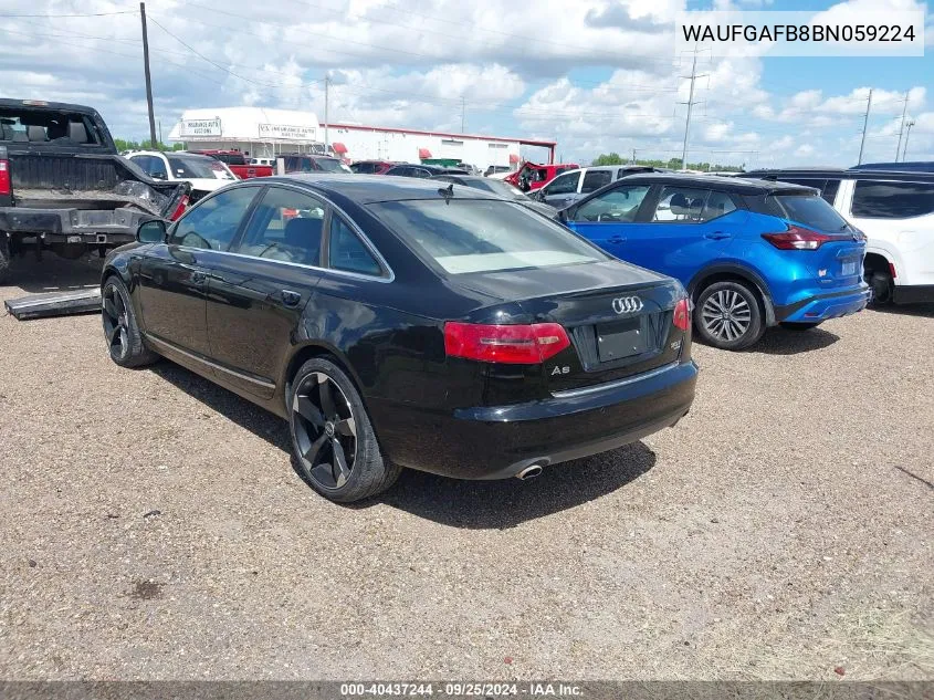 WAUFGAFB8BN059224 2011 Audi A6 3.0 Premium