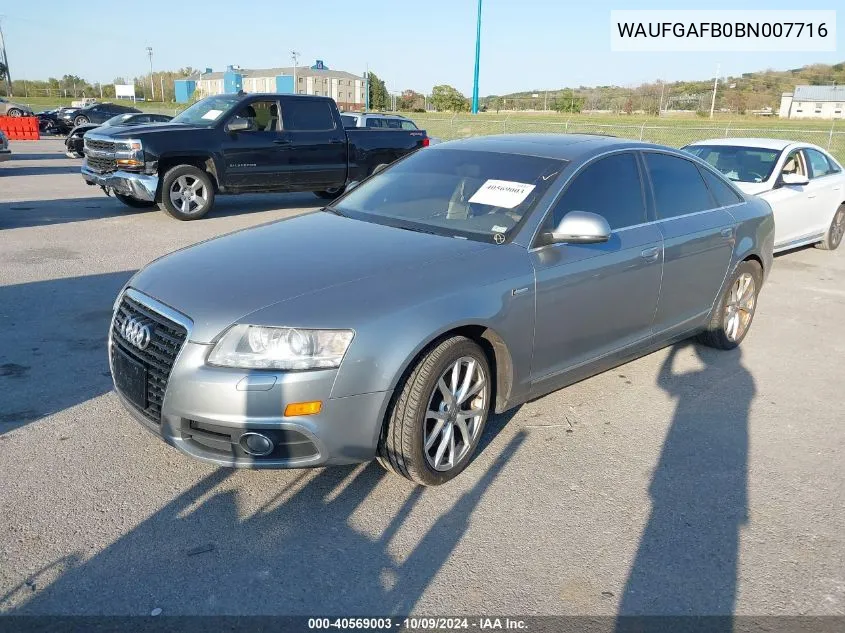 2011 Audi A6 3.0 Premium VIN: WAUFGAFB0BN007716 Lot: 40569003