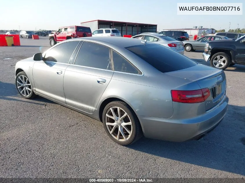 2011 Audi A6 3.0 Premium VIN: WAUFGAFB0BN007716 Lot: 40569003