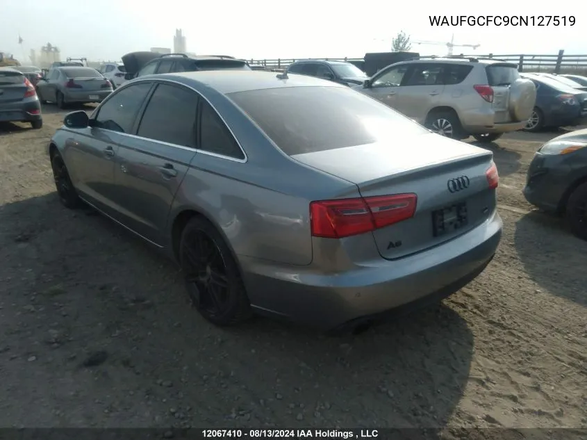 2012 Audi A6 VIN: WAUFGCFC9CN127519 Lot: 12067410