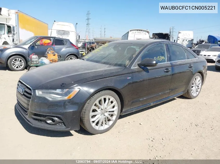 2012 Audi A6 VIN: WAUBGCFC1CN005221 Lot: 12083794