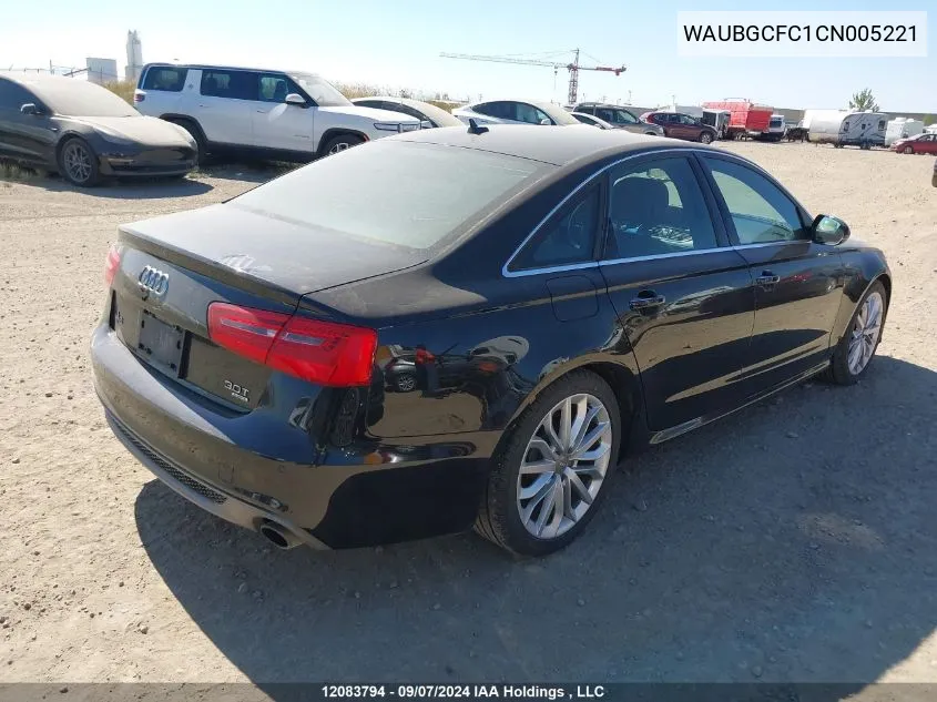 2012 Audi A6 VIN: WAUBGCFC1CN005221 Lot: 12083794