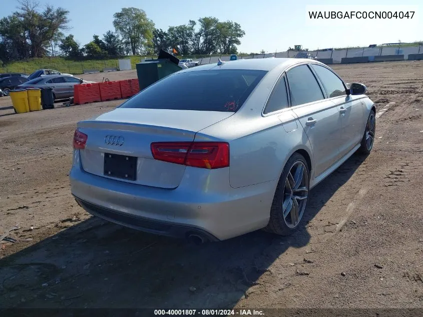 2012 Audi A6 3.0 Premium VIN: WAUBGAFC0CN004047 Lot: 40001807