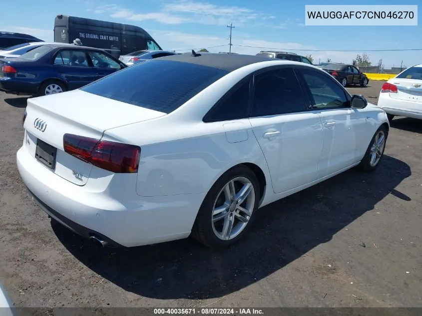 2012 Audi A6 3.0 Premium VIN: WAUGGAFC7CN046270 Lot: 40035671