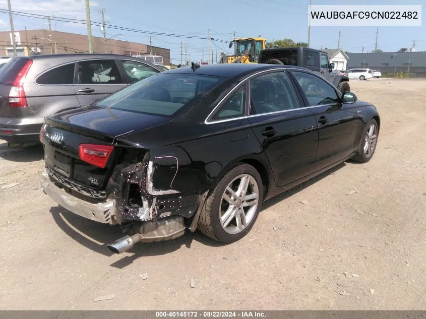 2012 Audi A6 3.0 Premium VIN: WAUBGAFC9CN022482 Lot: 40145172