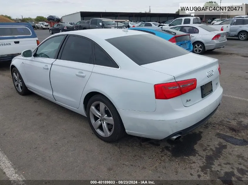 2012 Audi A6 3.0 Premium VIN: WAUGGAFC4CN120471 Lot: 40189803