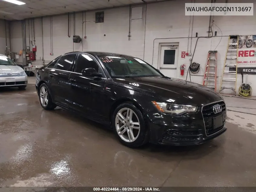 2012 Audi A6 3.0 Premium VIN: WAUHGAFC0CN113697 Lot: 40224464