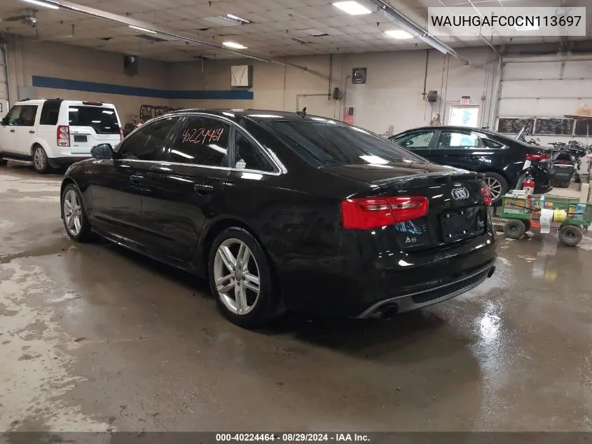 2012 Audi A6 3.0 Premium VIN: WAUHGAFC0CN113697 Lot: 40224464