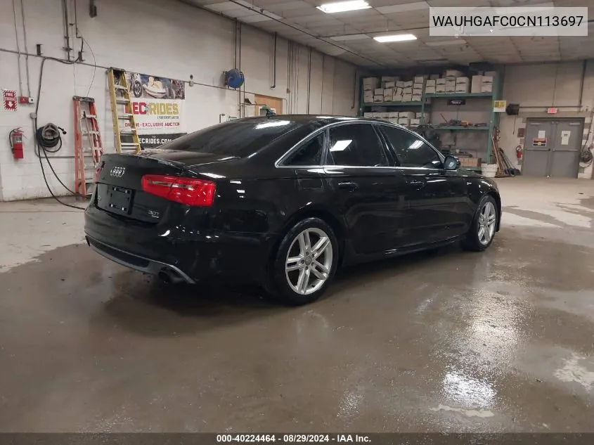 2012 Audi A6 3.0 Premium VIN: WAUHGAFC0CN113697 Lot: 40224464