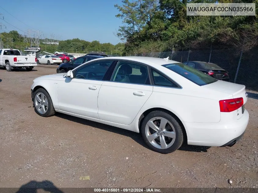 2012 Audi A6 3.0 Premium VIN: WAUGGAFC0CN035966 Lot: 40315801