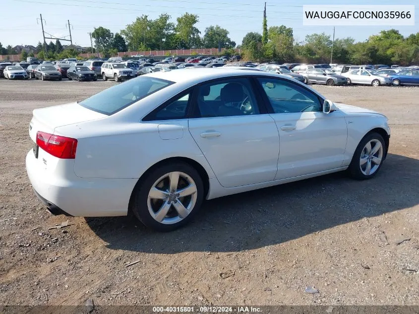 2012 Audi A6 3.0 Premium VIN: WAUGGAFC0CN035966 Lot: 40315801