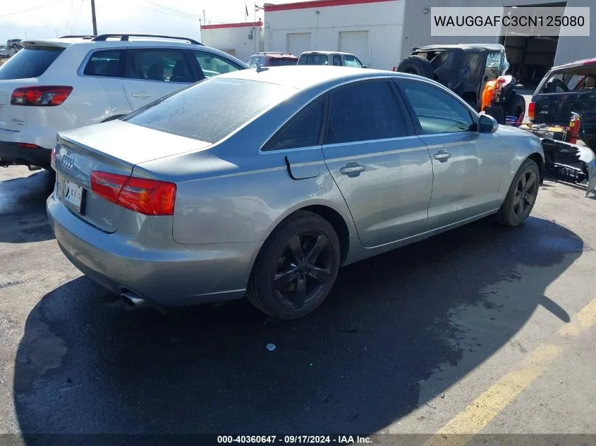 2012 Audi A6 3.0 Premium VIN: WAUGGAFC3CN125080 Lot: 40360647