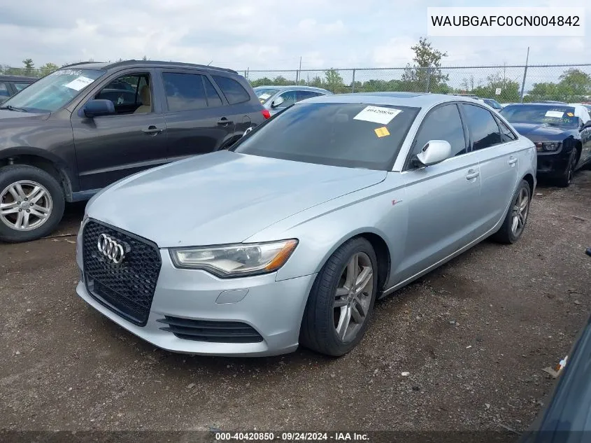 2012 Audi A6 VIN: WAUBGAFC0CN004842 Lot: 40420850