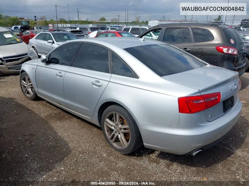 2012 Audi A6 VIN: WAUBGAFC0CN004842 Lot: 40420850