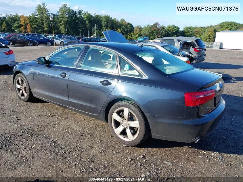 2012 Audi A6 3.0 Premium VIN: WAUGGAFC5CN071376 Lot: 40449429