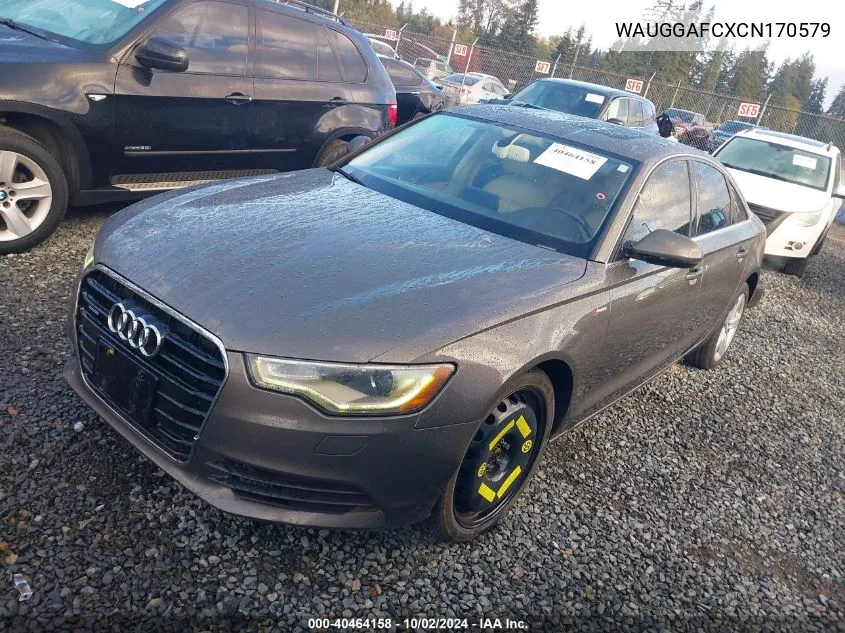 2012 Audi A6 3.0 Premium VIN: WAUGGAFCXCN170579 Lot: 40464158