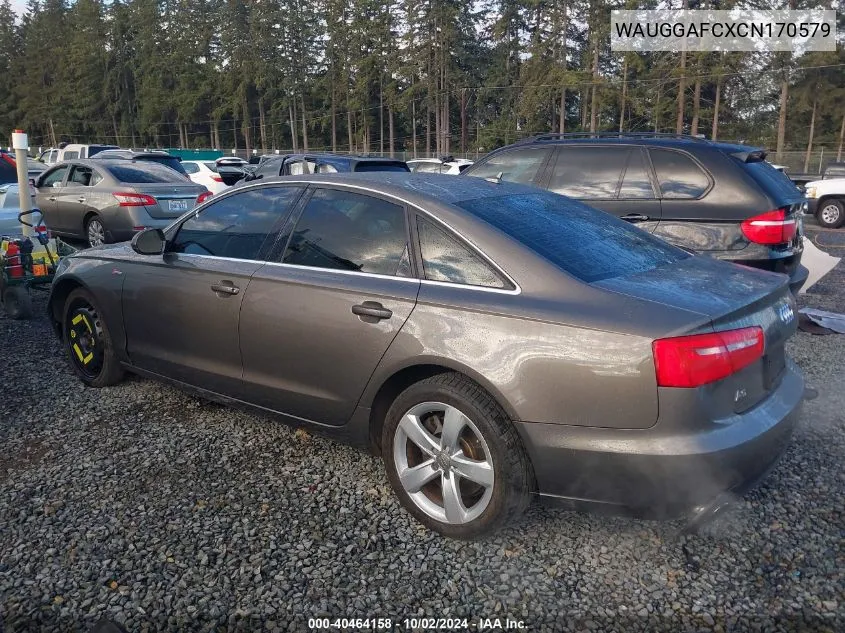 2012 Audi A6 3.0 Premium VIN: WAUGGAFCXCN170579 Lot: 40464158