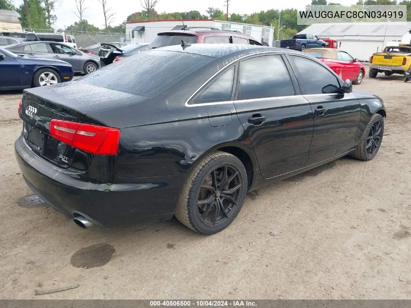 2012 Audi A6 3.0 Premium VIN: WAUGGAFC8CN034919 Lot: 40506500