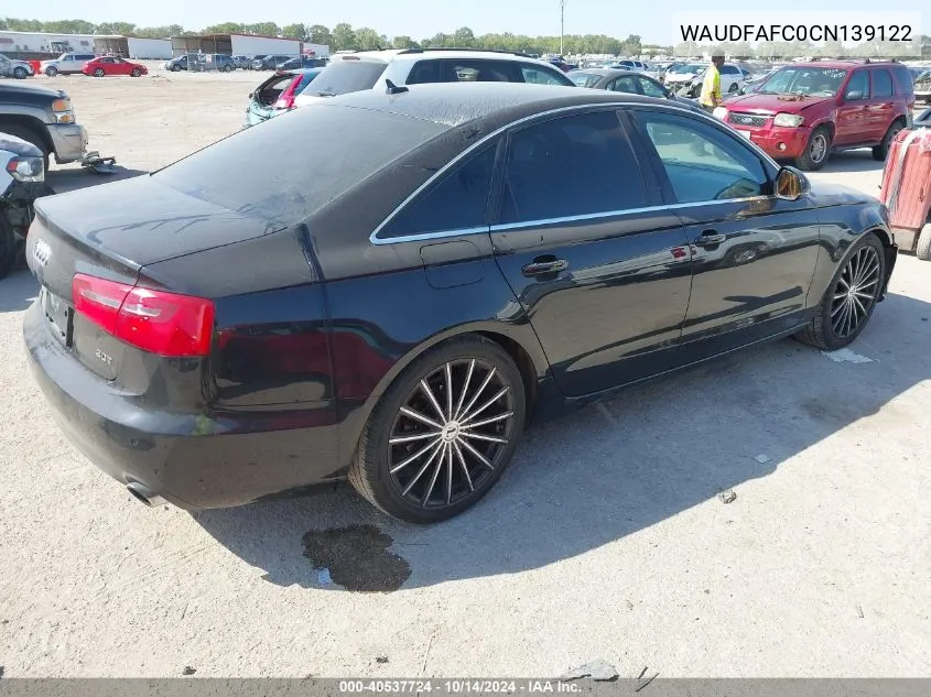 2012 Audi A6 2.0T Premium VIN: WAUDFAFC0CN139122 Lot: 40537724