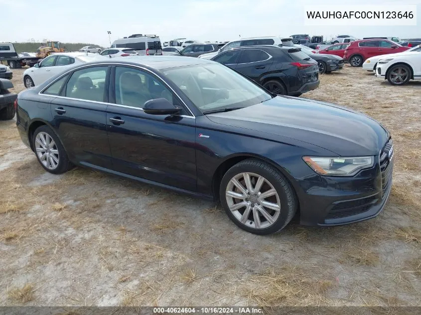 2012 Audi A6 3.0 Premium VIN: WAUHGAFC0CN123646 Lot: 40624604