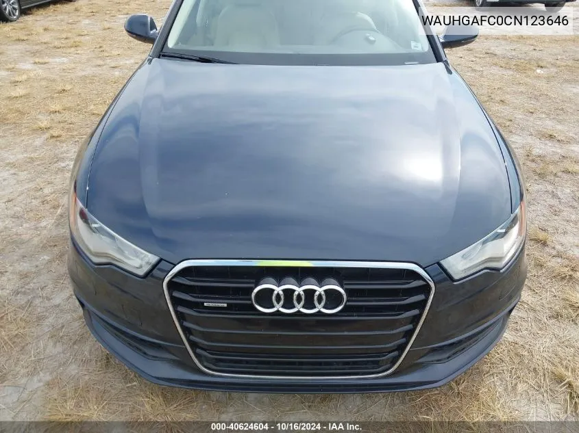 2012 Audi A6 3.0 Premium VIN: WAUHGAFC0CN123646 Lot: 40624604