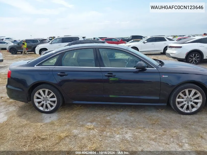 2012 Audi A6 3.0 Premium VIN: WAUHGAFC0CN123646 Lot: 40624604