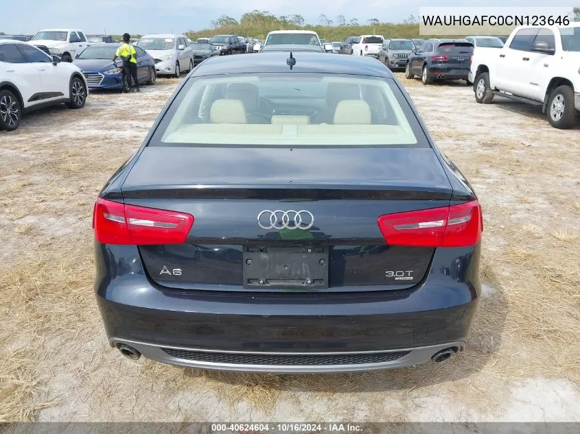 2012 Audi A6 3.0 Premium VIN: WAUHGAFC0CN123646 Lot: 40624604