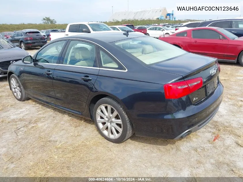 2012 Audi A6 3.0 Premium VIN: WAUHGAFC0CN123646 Lot: 40624604