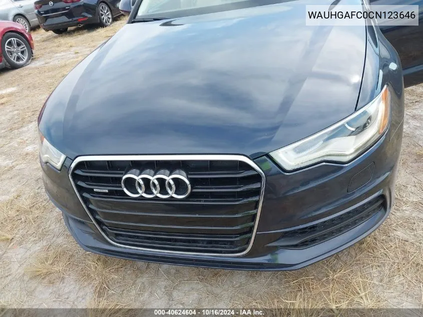 2012 Audi A6 3.0 Premium VIN: WAUHGAFC0CN123646 Lot: 40624604