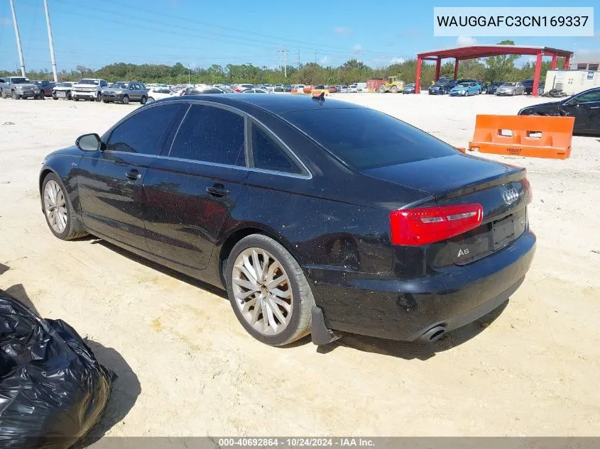 2012 Audi A6 3.0 Premium VIN: WAUGGAFC3CN169337 Lot: 40692864