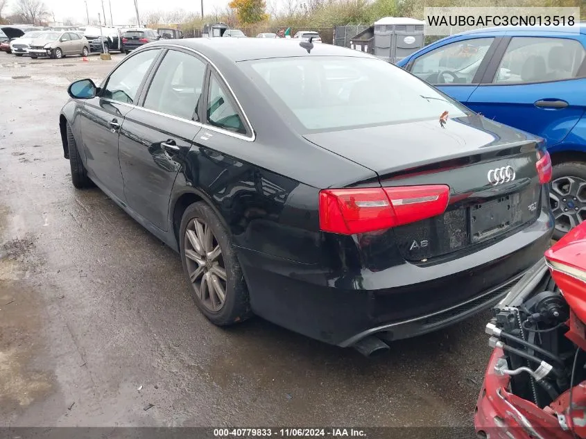 2012 Audi A6 3.0 Premium VIN: WAUBGAFC3CN013518 Lot: 40779833