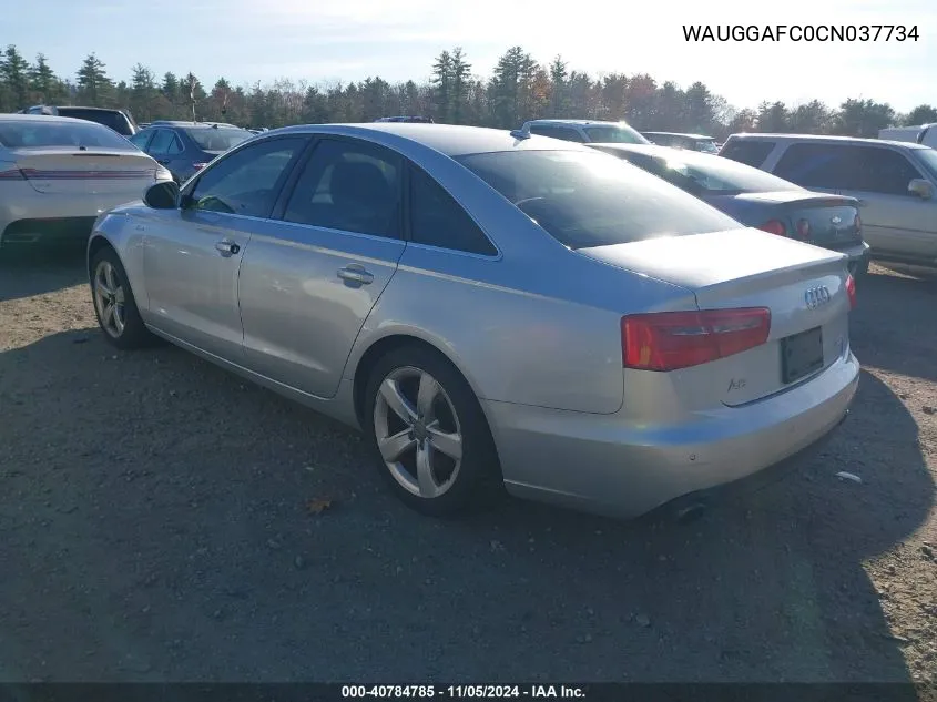 2012 Audi A6 3.0 Premium VIN: WAUGGAFC0CN037734 Lot: 40784785