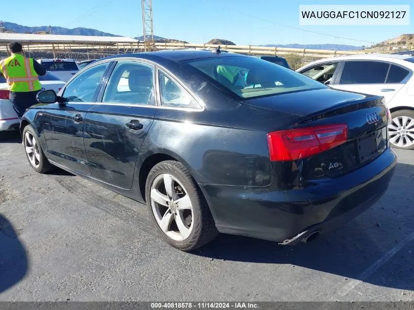 2012 Audi A6 3.0 Premium VIN: WAUGGAFC1CN092127 Lot: 40818578