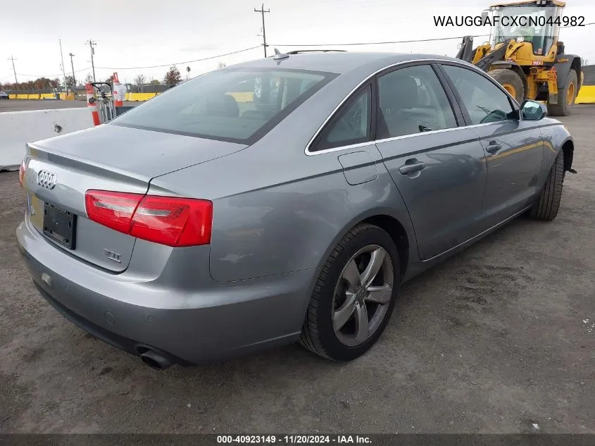 2012 Audi A6 3.0 Premium VIN: WAUGGAFCXCN044982 Lot: 40923149