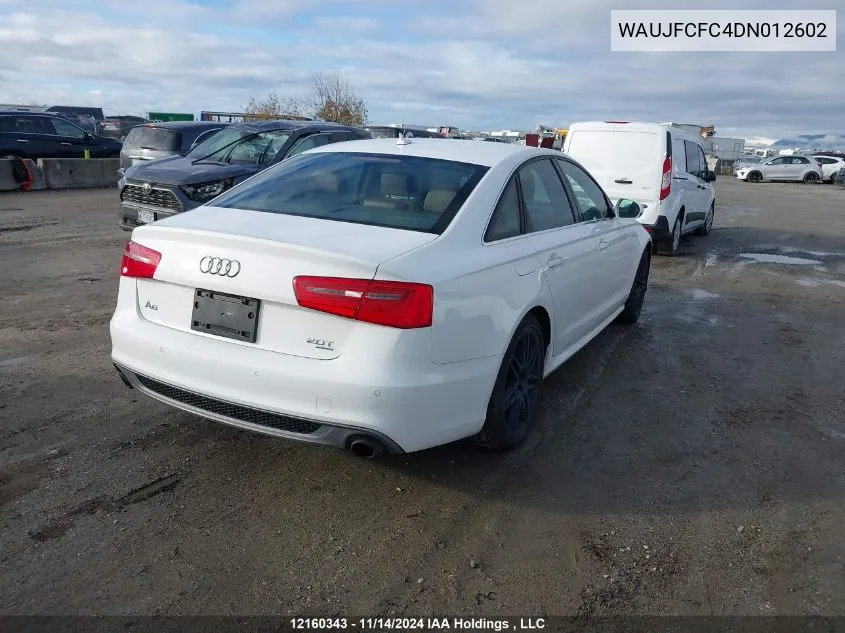 2013 Audi A6 Premium VIN: WAUJFCFC4DN012602 Lot: 12160343