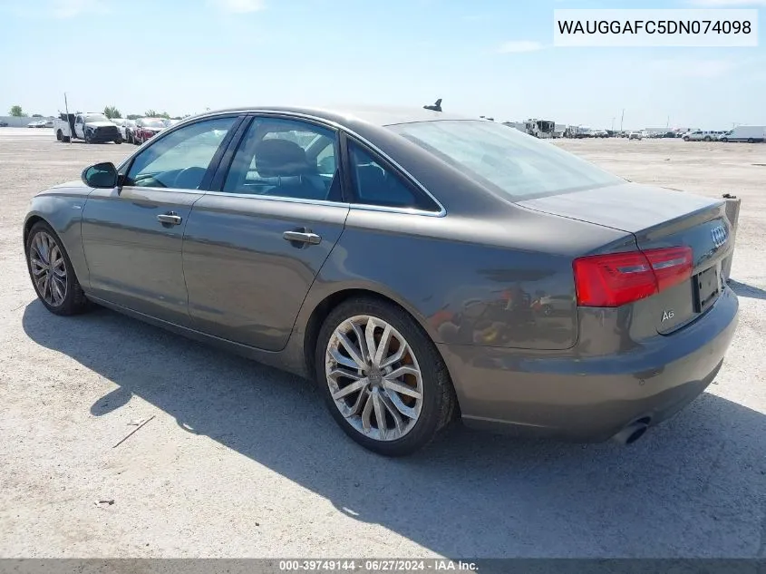 2013 Audi A6 3.0T Premium VIN: WAUGGAFC5DN074098 Lot: 39749144