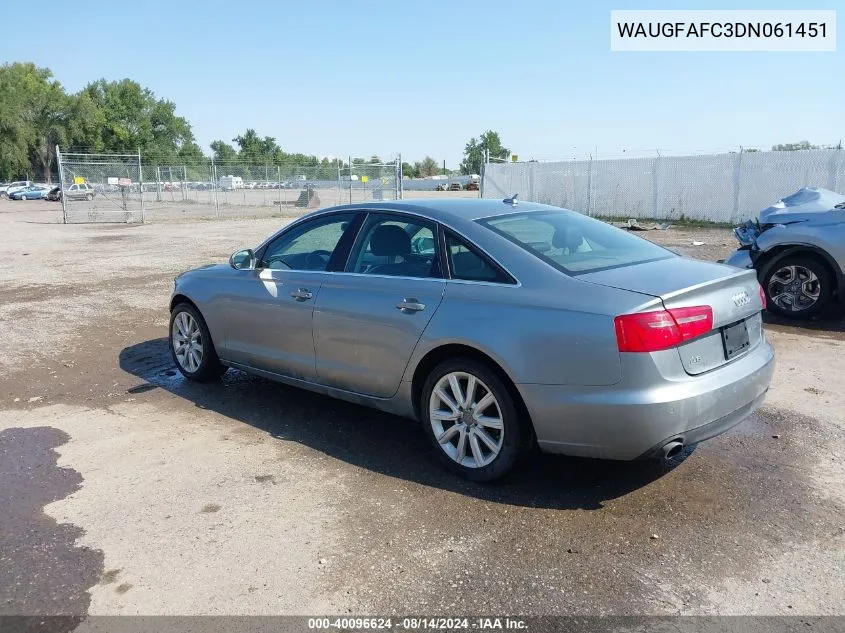 WAUGFAFC3DN061451 2013 Audi A6 2.0T Premium