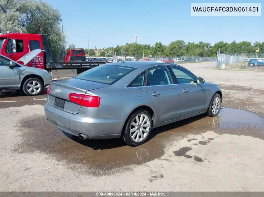 2013 Audi A6 2.0T Premium VIN: WAUGFAFC3DN061451 Lot: 40096624