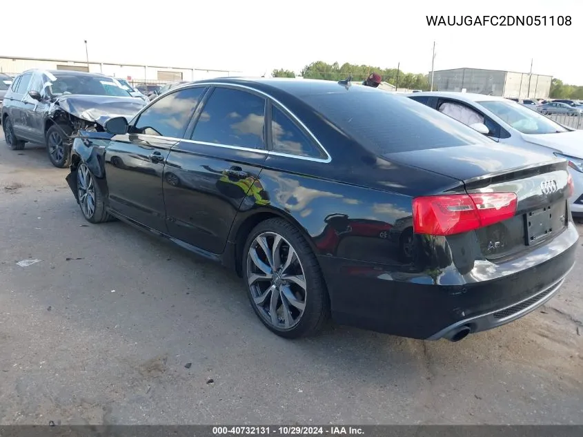 2013 Audi A6 3.0T Premium VIN: WAUJGAFC2DN051108 Lot: 40732131