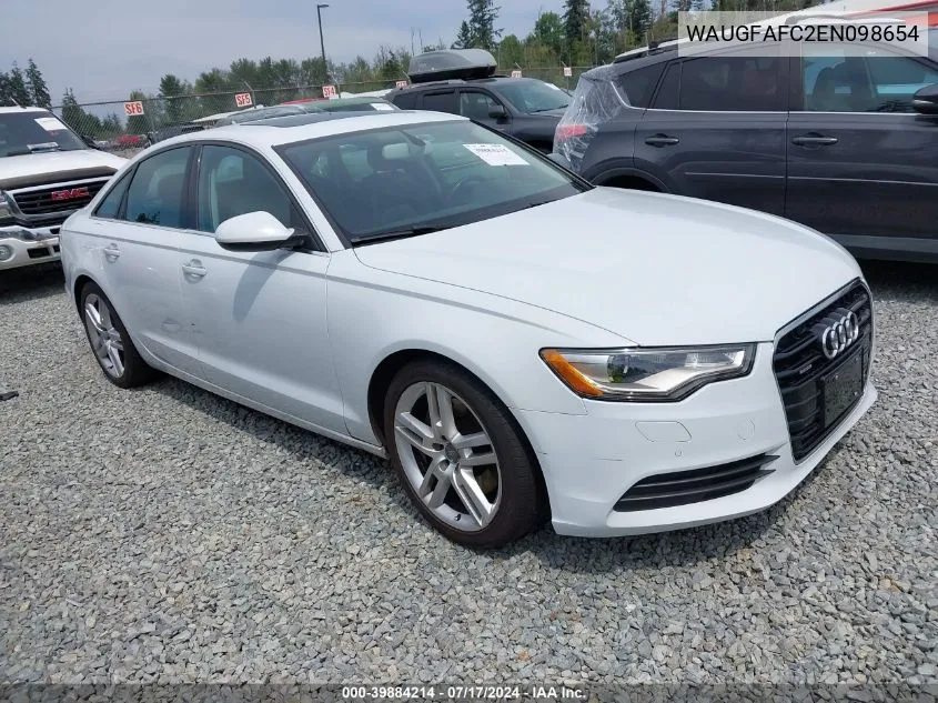 2014 Audi A6 2.0T Premium VIN: WAUGFAFC2EN098654 Lot: 39884214